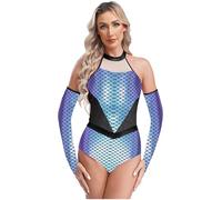 iiniim Mermaid Costume for Womens Halloween Sea Princess Cosplay Outfits Bodysuit with Gloves Purple M