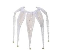 iiniim Mesh Jester Neck Collar Pointed Clown Collars with Jingle Bell Mardi Gras Costume Accessories White One Size