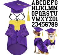 iiniim Pet Graduation Cap and Gown Set Complete with Stole Glasses DIY Letters for Holiday Party Costume Purple S