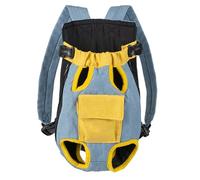 iiniim Portable Pet Backpack for Small Dogs Cats with Legs Out Hands-Free for Shopping Walking Outdoor Markets Blue Yellow S