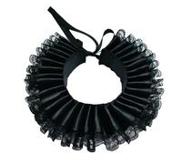 iiniim Renaissance Fake Collar Victorian Ruffle Collar Elizabethan Organza Neck Ruff Cosplay Props Black One Size