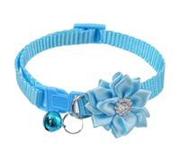 iiniim Shimmering Rhinestoned Floral Pet Collar with Bell Adjustable Bling Collar for Dogs Cats Eye-Catching Sky Blue One Size