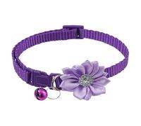 iiniim Shimmering Rhinestoned Floral Pet Collar with Bell Adjustable Bling Collar for Dogs Cats Eye-Catching Purple One Size