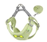iiniim Small Dog Harness No-Pull with Leash Cute Corduroy Vest Adjustable Double D-Rings Perfect for Puppies Light Green M