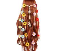 iiniim Sunflower Headband Beach Boho Floral Crown Hairband Adjustable Tassel Hair Wreath Flowers Bands Multicolor One Size