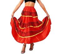 iiniim Tiered Spanish Flamenco Skirt for Women Full Circle Spanish Bull Dance Skirts Performance Costume Type B 180 Degree One Size