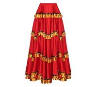 iiniim Tiered Spanish Flamenco Skirt for Women Full Circle Spanish Bull Dance Skirts Performance Costume Type D 360 Degree A One Size