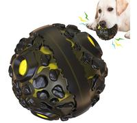 iiniim Tough Interactive Dog Ball Squeaky Giggle Sound Toy for Aggressive Chewers Durable Rubber Chew Ball for Dogs Yellow Black One Size