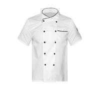 iiniim Unisex Mens Chef Coat Uniform Short Sleeve Cook Jacket Restaurant Hotel Kitchen Work Clothes Uniform White Short Sleeve02 3XL