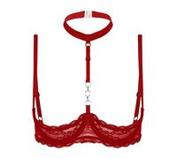 iiniim Womans Underwire Push Up Shelf Bra 1/2 Cup Demi Balconette Hollow Out Unlined Bra Crop Top