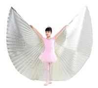 iiniim Women Belly Dance Wings 360 Degree Angle Dancing Wing without Sticks Carnival Festival Costumes Outfits Kid Silver One Size