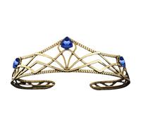 iiniim Women Crystal Wedding Crown Retro Alloy Rhinestone Queen Tiaras for Halloween Carnival Costume Party Antique Gold&Royal Blue One Size