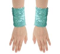 iiniim Women Girls Sparkly Shiny Sequins Stretchy Elastic Oversleeve Arm Sleeve Costume Accessory Ligh Bule One Size