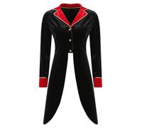 iiniim Women Ring Master Tailcoat Circus Trainer Costume | Long Sleeve,Jacket,Coat,Tailcoat Lapel Jacket,Contrast Velvet Lapel Trim,Mid Length Blazer,Magician Tailcoat,Carnival Outfit