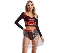 iiniim Women Six The Musical Cosplay Costume Dress Outfit Musical Theater Costumes Top with Skirt Suit Red L