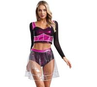 iiniim Women Six The Musical Cosplay Costume Dress Outfit Musical Theater Costumes Top with Skirt Suit Hot Pink S