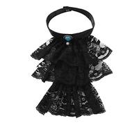 iiniim Women Victorian Renaissance Ruffled Lace Jabot Neck Collar Fancy Dress Black One Size
