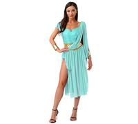iiniim Women's Arab Princess Costume Chiffon Drape Backless Irregular Hem Leotard Dress for Cosplay Mint Green XL