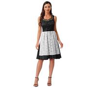 iiniim Women's Bavarian Oktoberfest Costume Lace-up Sleeveless Dirndl Dress with Floral Lace Apron Black L