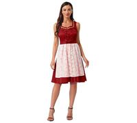 iiniim Women's Bavarian Oktoberfest Costume Lace-up Sleeveless Dirndl Dress with Floral Lace Apron Burgundy L