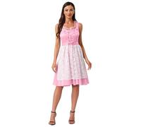 iiniim Women's Bavarian Oktoberfest Costume Lace-up Sleeveless Dirndl Dress with Floral Lace Apron Pink L