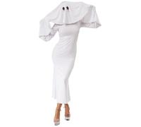 iiniim Womens Ghost Costume Spooky Ghosts Role Play Outfits Hooded Poncho Backless Long Dress White M