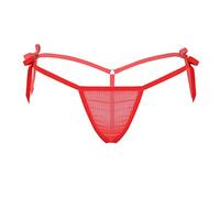 iiniim Women's Sexy See Through Tie-Side Low Rise G-String Mini Bikini Briefs Underwear Red One Size