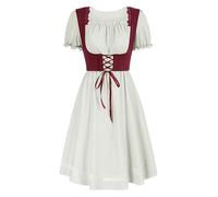 iiniim Womens Traditional Irish Dress Renaissance Medieval Costume Short Sleeve Corset Halloween Victorian Midi Dress White L