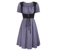 iiniim Womens Traditional Irish Dress Renaissance Medieval Costume Short Sleeve Corset Halloween Victorian Midi Dress Purple M