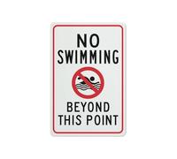 IINKUEYK No Swimming Beyond This Point Sign Rust Aluminum Warning Sign for Private Beach Dock Waterfront Yard Business Outdoor Use (8 X 12 inch)