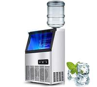 IIPOSAQQ Ice Cube Maker Stainless Steel Commercial Ice Maker 55kg of Ice per 24 Hours LED Display BLU-Ray Sterilization 32 Cubes per 15 min Great for Pub Restaurants Hotel