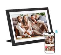 IIQ 15.6-inch Digital Picture Frame with Touch Screen - Auto-Rotation, 1080P IPS Display, 32GB, Dual WiFi & Frameo App, Modern Wooden Frame for Weddings, Home & Photographers