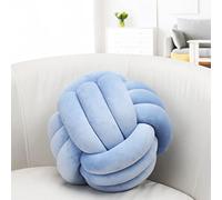 IIQI Knot Ball Pillow, Soft Knotted Cushion for Home Decor【1 Free Washing Bag Included】 Round Throw Pillow Lumbar Pillows (Cornflowerblue 108,35cm)