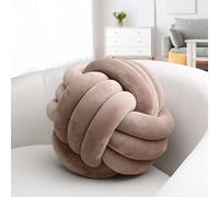 IIQI Knot Ball Pillow, Soft Knotted Cushion for Home Decor【1 Free Washing Bag Included】 Round Throw Pillow Lumbar Pillows (Brown,22cm)
