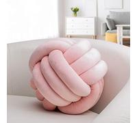 IIQI Knot Ball Pillow, Soft Knotted Cushion for Home Decor【1 Free Washing Bag Included】 Round Throw Pillow Lumbar Pillows (Light Rose Gold,22cm)