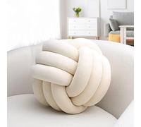 IIQI Knot Ball Pillow, Soft Knotted Cushion for Home Decor【1 Free Washing Bag Included】 Round Throw Pillow Lumbar Pillows (Light Khaki,28cm)