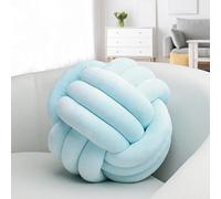 IIQI Knot Ball Pillow, Soft Knotted Cushion for Home Decor【1 Free Washing Bag Included】 Round Throw Pillow Lumbar Pillows (Light Blue 35,35cm)