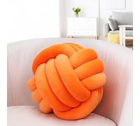 IIQI Knot Ball Pillow, Soft Knotted Cushion for Home Decor【1 Free Washing Bag Included】 Round Throw Pillow Lumbar Pillows (OrangeRed 73,22cm)