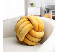 IIQI Knot Ball Pillow, Soft Knotted Cushion for Home Decor【1 Free Washing Bag Included】 Round Throw Pillow Lumbar Pillows (Goldenrod,28cm)
