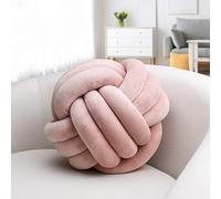 IIQI Knot Ball Pillow, Soft Knotted Cushion for Home Decor【1 Free Washing Bag Included】 Round Throw Pillow Lumbar Pillows (Light Pinkish Brown,22cm)