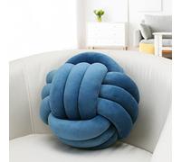 IIQI Knot Ball Pillow, Soft Knotted Cushion for Home Decor【1 Free Washing Bag Included】 Round Throw Pillow Lumbar Pillows (Steelblue 9,28cm)