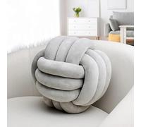 IIQI Knot Ball Pillow, Soft Knotted Cushion for Home Decor【1 Free Washing Bag Included】 Round Throw Pillow Lumbar Pillows (Gray,35cm)