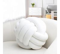 IIQI Knot Ball Pillow, Soft Knotted Cushion for Home Decor【1 Free Washing Bag Included】 Round Throw Pillow Lumbar Pillows (White,35cm)