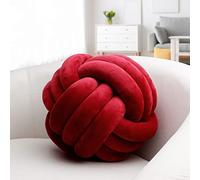 IIQI Knot Ball Pillow, Soft Knotted Cushion for Home Decor【1 Free Washing Bag Included】 Round Throw Pillow Lumbar Pillows (Redwine 76,22cm)