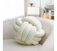IIQI Knot Ball Pillow, Soft Knotted Cushion for Home Decor【1 Free Washing Bag Included】 Round Throw Pillow Lumbar Pillows (Beige,22cm)