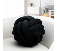 IIQI Knot Ball Pillow, Soft Knotted Cushion for Home Decor【1 Free Washing Bag Included】 Round Throw Pillow Lumbar Pillows (Black,28cm)