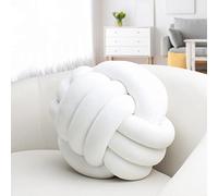 IIQI Knot Ball Pillow, Soft Knotted Cushion for Home Decor【1 Free Washing Bag Included】 Round Throw Pillow Lumbar Pillows (White,28cm)