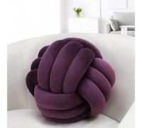 IIQI Knot Ball Pillow, Soft Knotted Cushion for Home Decor【1 Free Washing Bag Included】 Round Throw Pillow Lumbar Pillows (Grape Violet 25,28cm)