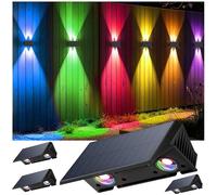 IIRARA Solar Fence Lights 4 Pack - Warm White + RGB Dual-Colour Up/Down Lighting, IP67 Waterproof Outdoor Wall Lights, 12H Runtime for Outdoor, Gardens, Patio, Driveway