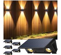 IIRARA Solar Fence Lights Outdoor Garden, 6-Pack Warm White, Up & Down Solar Wall Lights Outdoor, Waterproof, 120 Lumens Bright Dusk to Dawn for Yard/Pool/Porch